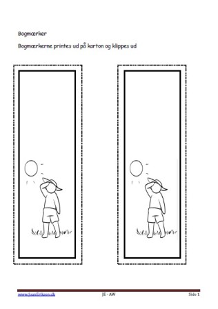 Bogmærker der kan males eller farvelægges, Undervisning i billedkunst og temaet sommer, mennesket, vejret.