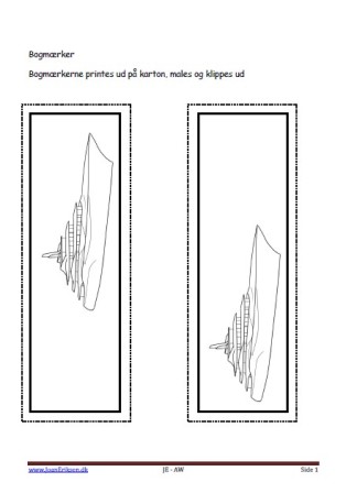 Bogmærker der kan males og bruges i undervisningen. Havet, yatch. transport.