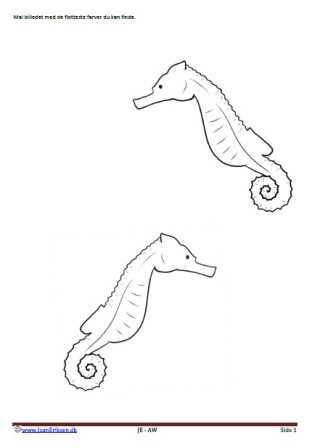 Maleside til brug i undervisningen til temaerne havet. zoologiske have.