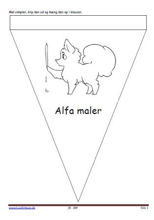 Vimpel til ophængning i klasseværelset. Undervisning i temaet Alfa og Beta.