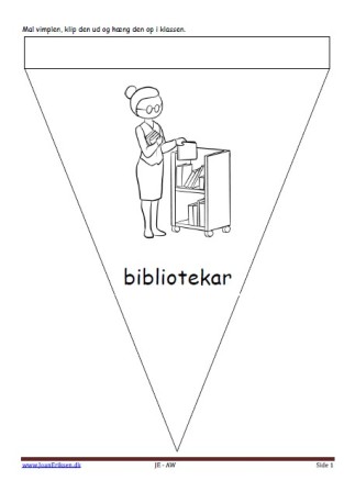 Vimpler der kan males eller farvelægges, Undervisning i billedkunst og temaet skole.