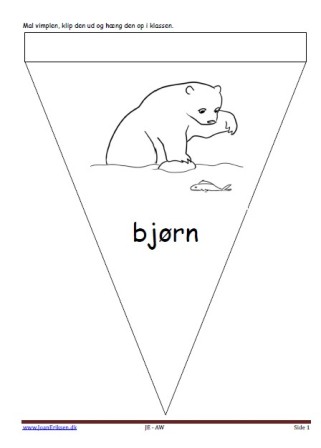 Vimpel til ophængning i klasseværelset. Undervisning i temaerne. Bamser, pattedyr, zoologisk have.