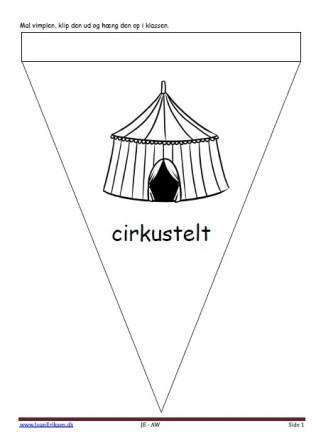 Vimpel til ophængning i klasseværelset. Undervisning i temaet cirkus.