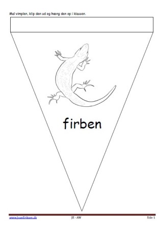 Vimpel til ophængning i klasseværelset. Undervisning i temaerne. Krybdyr og smådyr, skoven.