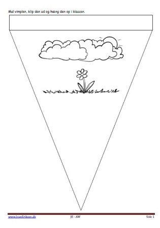 Vimpel til ophængning i klasseværelset. Undervisning i temaerne. Vejret, forår og blomster.