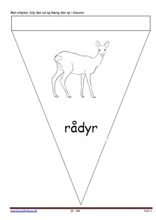 Vimpel til ophængning i klasseværelset. Undervisning i temaerne. skoven og pattedyr.