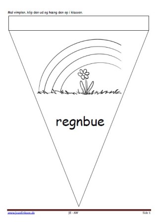 Vimpel til ophængning i klasseværelset. Undervisning i temaerne. Vejret, forår og blomster.