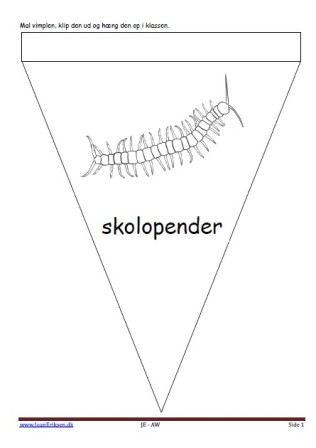 Vimpel til ophængning i klasseværelset. Undervisning i temaerne. Krybdyr og smådyr, skoven.