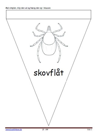 Vimpel til ophængning i klasseværelset. Undervisning i temaerne. Krybdyr og smådyr, skoven.