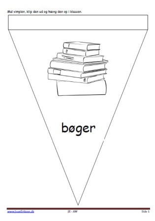 Vimpel til ophængning i klasseværelset. Undervisning i temaerne. Skole, biblioteket.