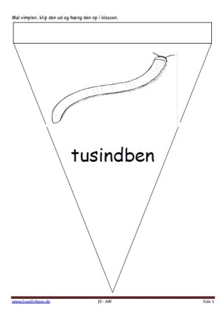 Vimpel til ophængning i klasseværelset. Undervisning i temaerne. Krybdyr og smådyr, skoven.