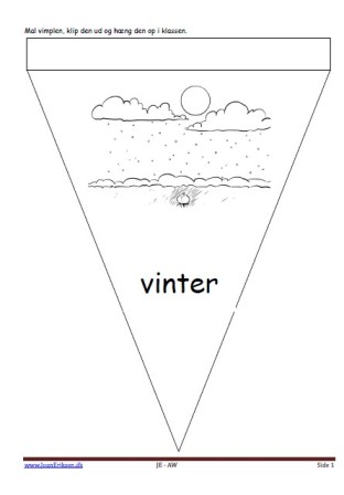 Vimpel til ophængning i klasseværelset. Undervisning i temaerne. Vinter, blomster.