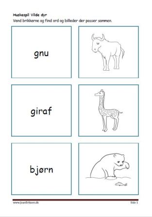 Huskespil, memory til undervisningen i indskolingen og mellemtrinnet.