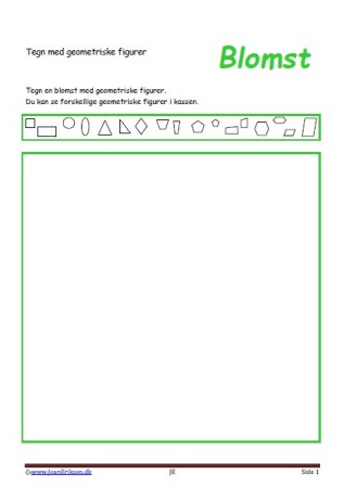 Tegn med geometriske figurer. Elevopgave til matematik undervisningen i geometriske figurer. Blomst.