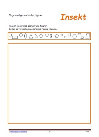 Tegn med geometriske figurer. Elevopgave til matematik undervisningen i geometriske figurer. Insekt.