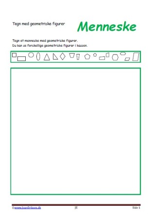 Tegn med geometriske figurer. Elevopgave til matematik undervisningen i geometriske figurer. Menneske.