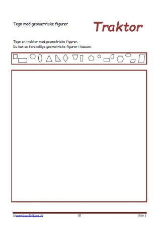 Tegn med geometriske figurer. Elevopgave til matematik undervisningen i geometriske figurer. Traktor