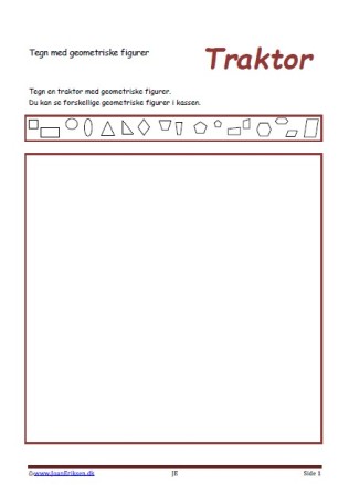 Tegn med geometriske figurer. Elevopgave til matematik undervisningen i geometriske figurer. Traktor