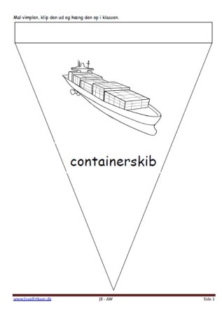 Vimpler til at hænge op i klasseværelset, til undervisning i temaerne transport og havet.