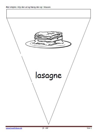 Vimpler til at hænge op i klasseværelset, til undervisning i temaet mad.