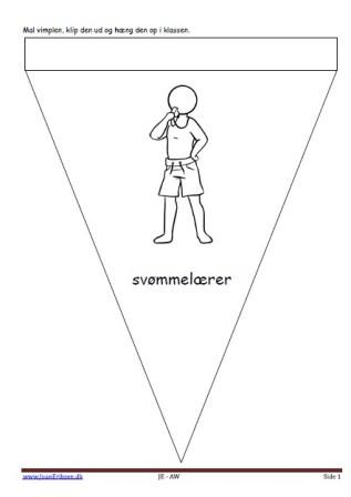 Vimpler til ophængning i klasseværelset til temaerne skole og erhverv..