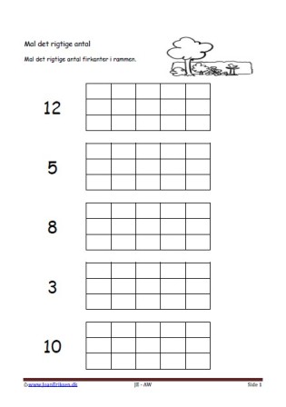 Undervisning i matematik. Mal det rigtige antal. Have, Blomster. bolig.