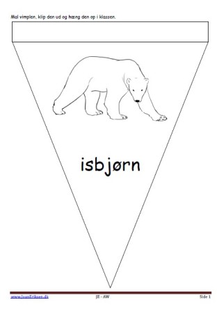 Vimpler til ophængning i klasseværelset til temaerne Zoologisk have, Grønland og Pattedyr. Isbjørn.