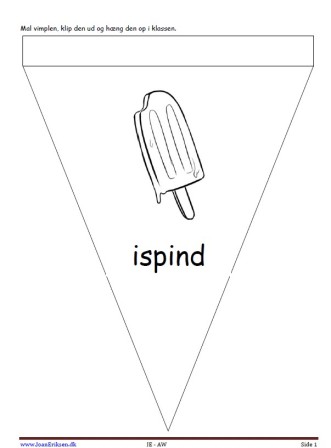 Vimpler til ophængning i klasseværelset til temaet Sommer og mad. Ispind.