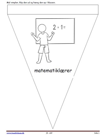 Vimpler til ophængning i klasseværelset til temaet skole. Matematiklærer.