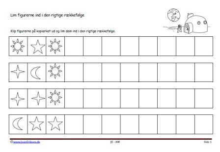 Matematik undervisning i mønster og rækkefølge. Rummet Rumstation,