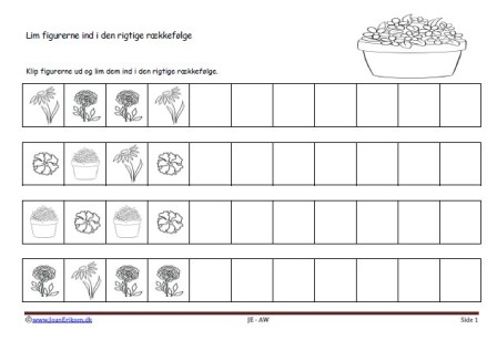 Matematik undervisning i mønster og rækkefølge. Potteplante.