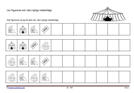 Matematik undervisning i mønster og rækkefølge. Cirkus