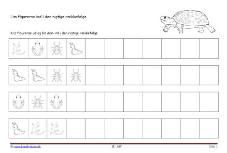 Matematik undervisning i mønster og rækkefølge. Skildpadde zoologisk have,