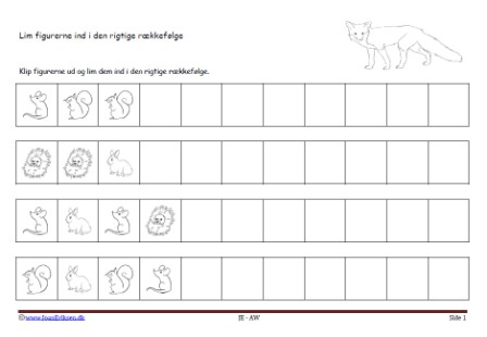 Ræv i skoven. Matematik undervisning i mønster og rækkefølge.