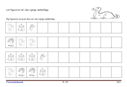 Matematik undervisning i mønster og rækkefølge. Eventyr med drager,