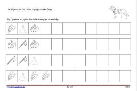 Matematik undervisning i mønster og rækkefølge. Indianer