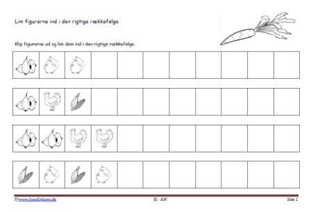 Matematik undervisning i mønster og rækkefølge. Landbrug