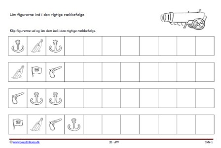 Matematik undervisning i mønster og rækkefølge. Pirater og sørøver.