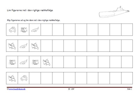 Matematik undervisning i mønster og rækkefølge.