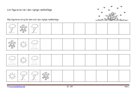 Matematik undervisning i mønster og rækkefølge.