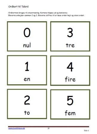 Stavekort / ordkort. Undervisning i indskoling og mellemtrin.