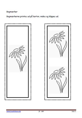 Bogmærke, malebog Indskoling, mellemtrin, Blomster