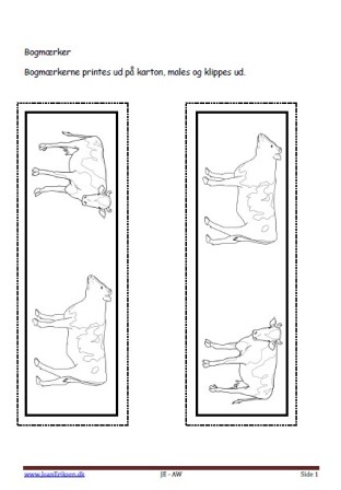 Bogmærke, malebog Indskoling, mellemtrin, Broget ko, Landbrug