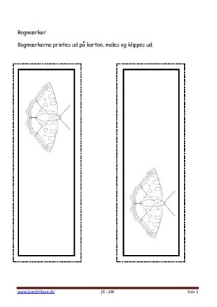 Bogmærke, malebog Indskoling, mellemtrin, Nældens takvinge, Insekter,