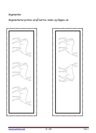 Bogmærke, malebog Indskoling, mellemtrin, Rådyr, Danske skove