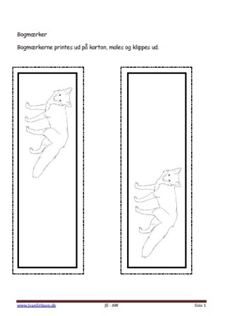 Bogmærke, malebog Indskoling, mellemtrin, Ræv, skoven pattedyr