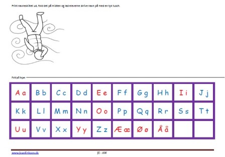 Navneskilte, Undervisning, Indskoling, mellemtrin, Alfabet. Efterår, Blæst,