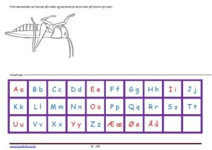 Navneskilte, Undervisning, Indskoling, mellemtrin, Alfabet. Græshoppe, Insekter,