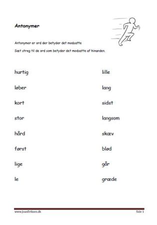 Antonymer, Elevopgave, Undervisning,