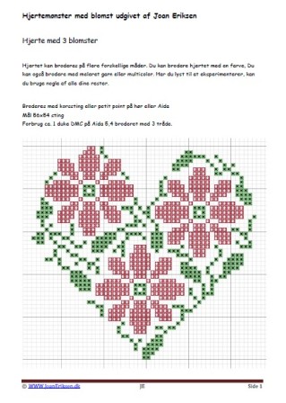 Undervisning. Håndværk og Design, Verdensbroderidagen, Korssting, Hjerte,